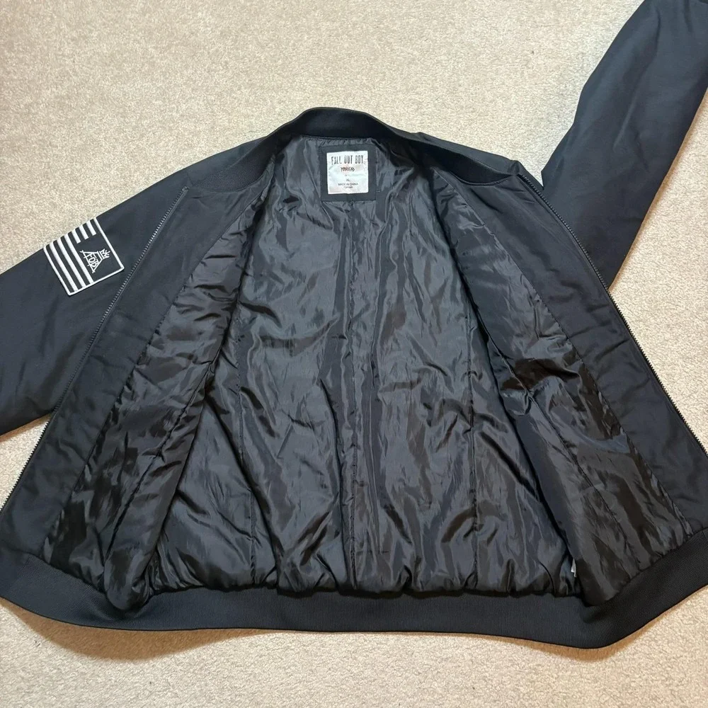Fall Out Boy Bomber Jacket Mens XL Black This Is Our Culture Embroidered - Picture 4 of 11